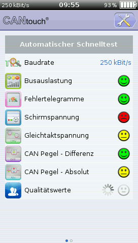 can bus quicktest, quicktester, measuring logical and physical layer problems on one screen